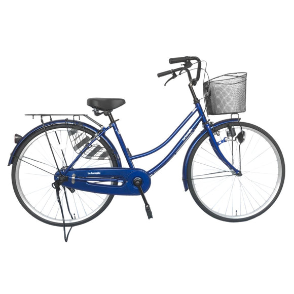 欠品入荷未定 La familia(ラ ファミリア) 自転車 ママチャリ 26インチ ギアなし すそ ブルー